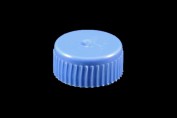 Screw cap with moulded-in seal, for microtubes with moulded graduations, blue