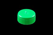 Screw cap with moulded-in seal, for microtubes with moulded graduations, green