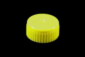 Screw cap with moulded-in seal, for microtubes with moulded graduations, yellow