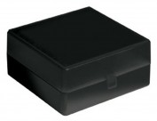 Polypropylene storage box with hinged lid, black, 100 positions