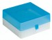 Polypropylene storage box with hinged lid, blue, 100 positions