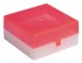 Polypropylene storage box with hinged lid, red, 100 positions